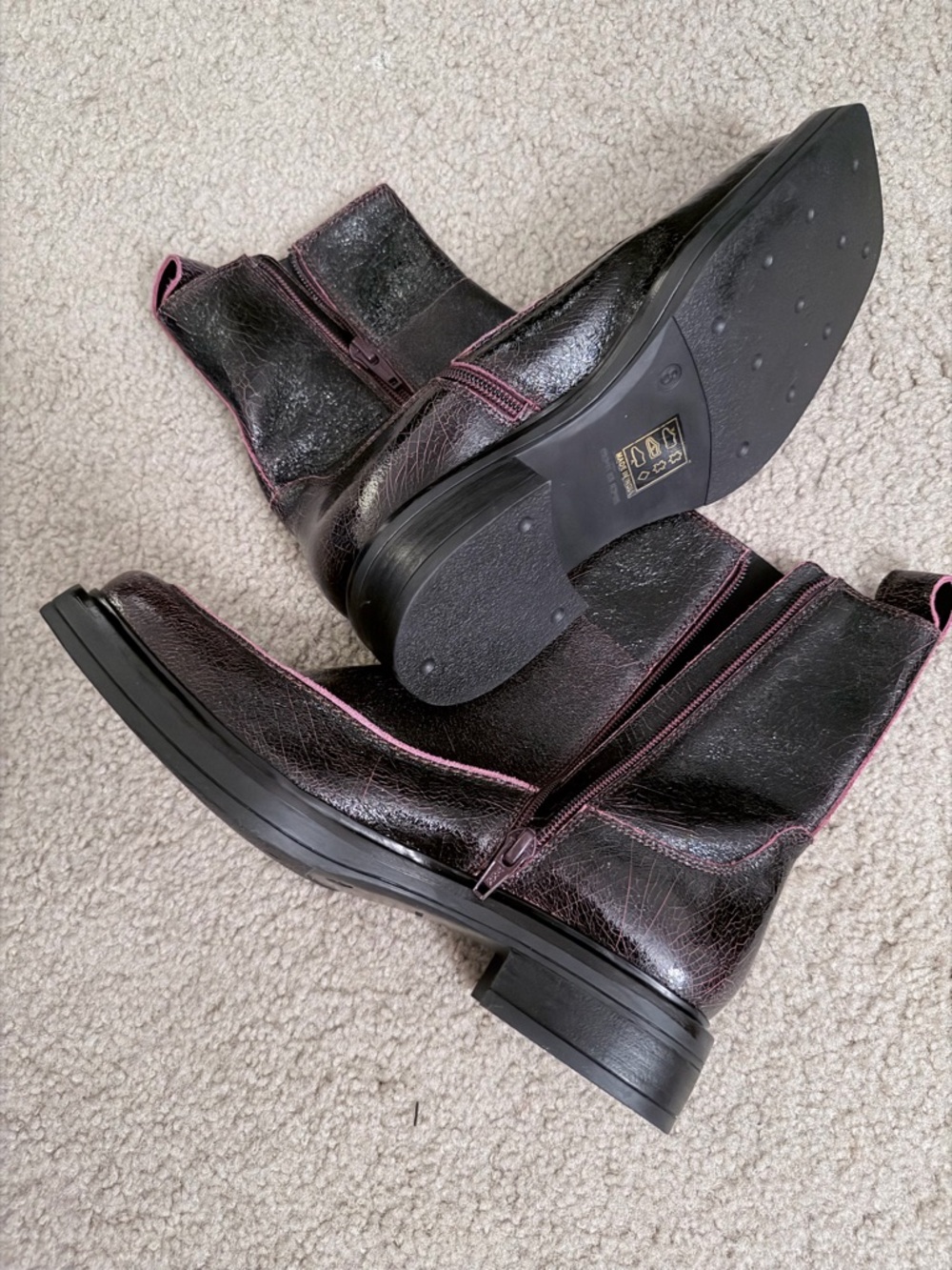 Free People Black Ankle Boots with Pink Trim